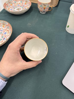 Lot 496 - A pair of Chinese enamelled cups and a pair of dishes, 19th - 20th century