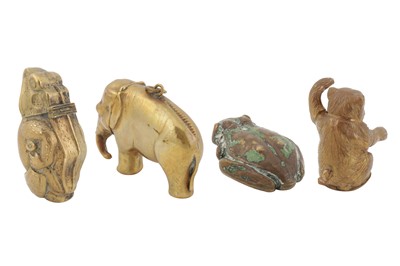 Lot 90 - A GROUP OF FOUR EARLY 20th CENTURY NOVELTY BRASS VESTA CASES