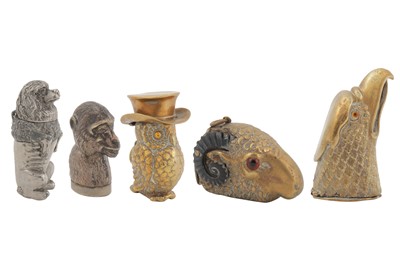 Lot 228 - A GROUP OF FIVE EARLY 20th CENTURY NOVELTY BASE METAL VESTA CASES