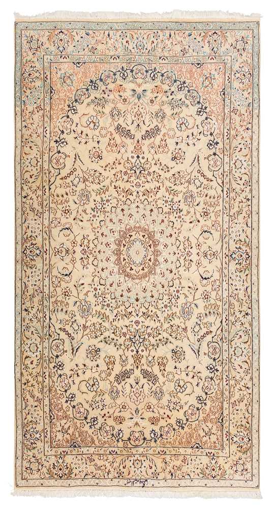 Lot 8 - A FINE PART SILK NAIN RUG, CENTRAL PERSIA