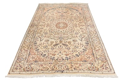 Lot 8 - A FINE PART SILK NAIN RUG, CENTRAL PERSIA