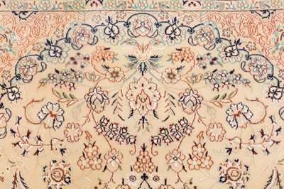 Lot 8 - A FINE PART SILK NAIN RUG, CENTRAL PERSIA