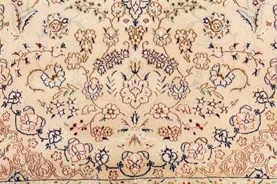Lot 8 - A FINE PART SILK NAIN RUG, CENTRAL PERSIA