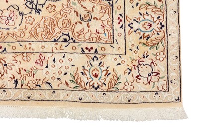 Lot 8 - A FINE PART SILK NAIN RUG, CENTRAL PERSIA