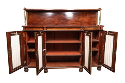 Lot 22 - A Regency mahogany and brass breakfront chiffonier