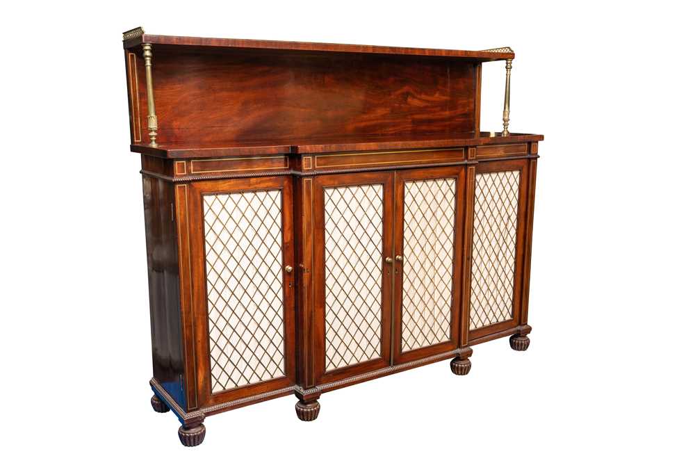 Lot 22 - A Regency mahogany and brass breakfront chiffonier