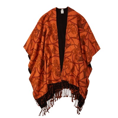 Lot 17 - Hermes Orange Cashmere Equestrian Poncho Cape
