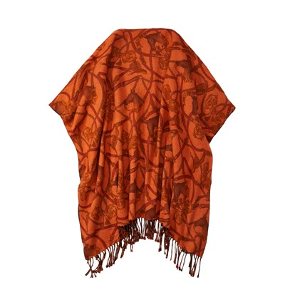 Lot 17 - Hermes Orange Cashmere Equestrian Poncho Cape