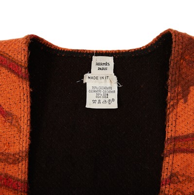 Lot 17 - Hermes Orange Cashmere Equestrian Poncho Cape