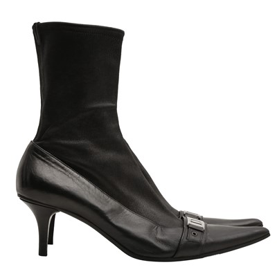 Lot 551 - Christian Dior Black Street Chic Stretch Ankle Boot - Size 40.5