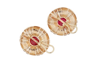 Lot 127 - A PAIR OF SPINEL AND DIAMOND EARRINGS