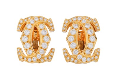 Lot 309 - Cartier Ι A pair of 'C de Cartier' diamond earrings
