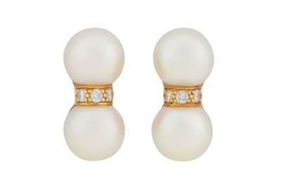 Lot 186 - Cartier Ι A pair of cultured pearl and diamond earrings, circa 1996