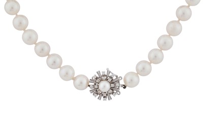 Lot 202 - A pearl and diamond necklace, circa 1996