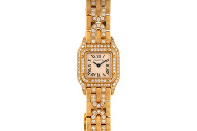 Lot 436 - Lady's Cartier 18k gold and Diamond-Set Bracelet Watch