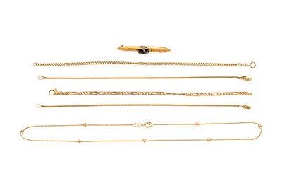 Lot 301 - A GROUP OF CHAINS AND A TIE CLIP