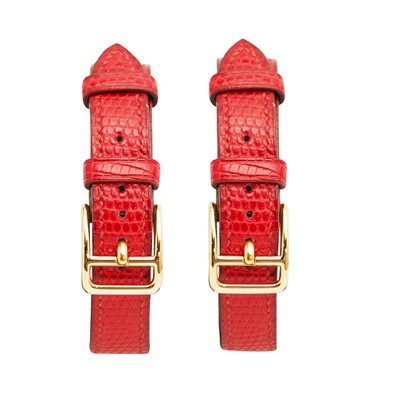 Lot 29 - λ Hermes Red Lizard Kelly Cadenas Watch