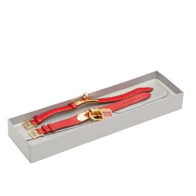 Lot 29 - λ Hermes Red Lizard Kelly Cadenas Watch