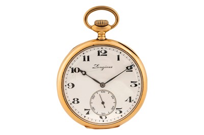 Lot 470 - Longines 14k Gold Open-Faced Pocket Watch