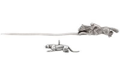 Lot 155 - A HORSE LETTER OPENER AND A PANTHER PENDANT