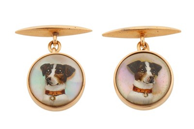 Lot 131 - A PAIR OF ESSEX CRYSTAL JACK RUSSELL TERRIER CUFFLINKS