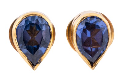 Lot 68 - A pair of sapphire stud earrings
