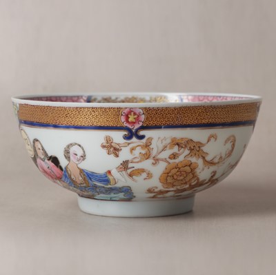 Lot 43 - A rare Chinese export 'eggshell' 'European subject' bowl, Qing dynasty, Yongzheng period