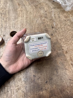 Lot 56 - A fine Chinese export armorial 'Grice/Harper' tea caddy, Qing dynasty, Yongzheng period