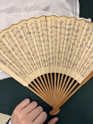Lot 179 - A RARE CHINESE 'DA QING YITONG NIAN SAN SHENG YUDI QUAN TU' MAP FOLDING FAN