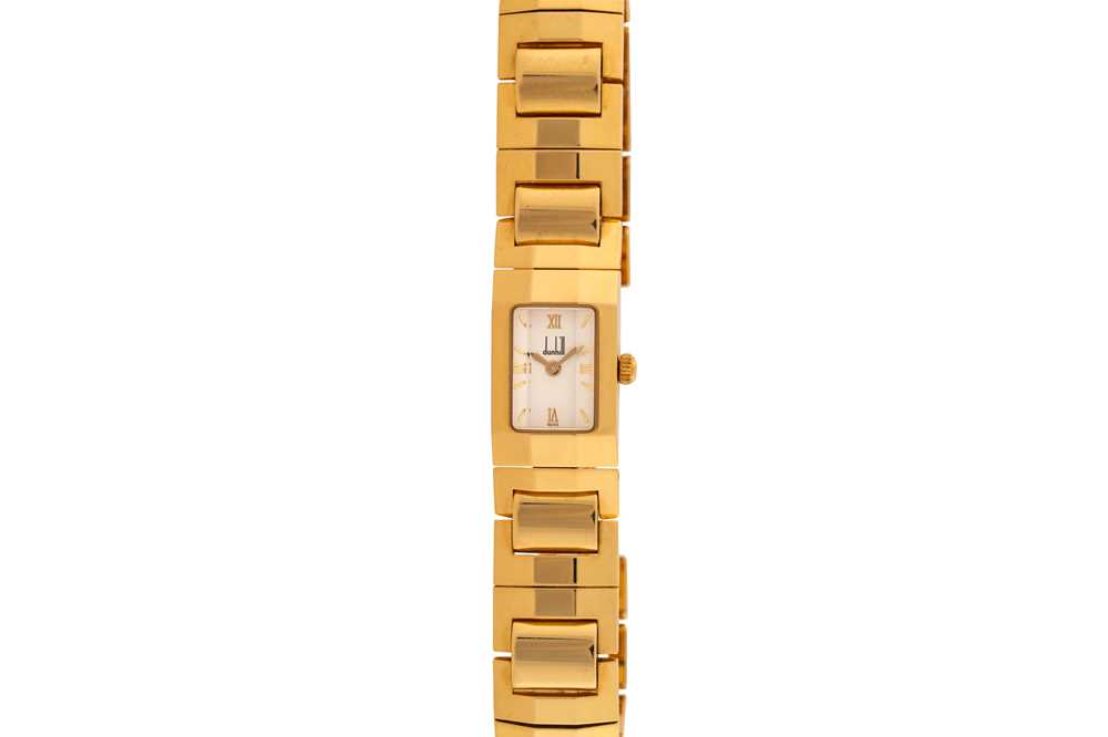 Lot 444 - Lady's Dunhill 18k Gold Faceted Bracelet Watch