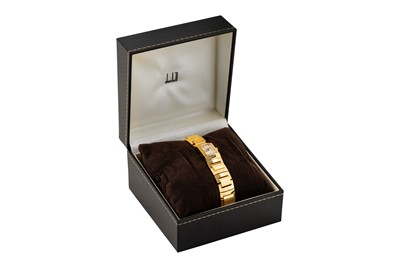 Lot 444 - Lady's Dunhill 18k Gold Faceted Bracelet Watch