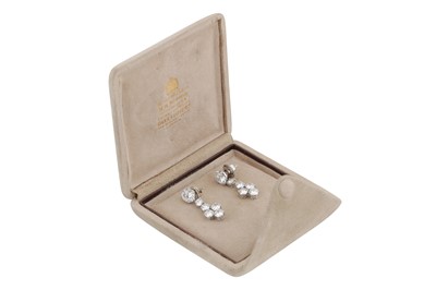 Lot 35 - A pair of diamond pendent earrings