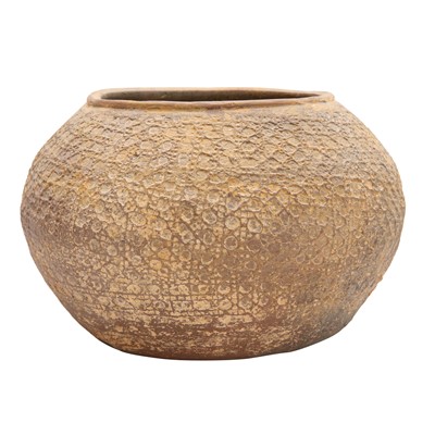 Lot 632 - A Chinese pottery 'basket weave' jar, Warring States period