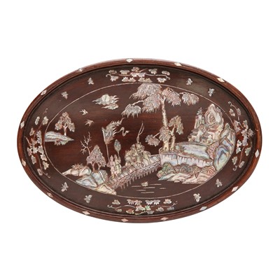 Lot 548 - A Chinese wood mother-of-pearl-inlaid tray, 19th / 20th century