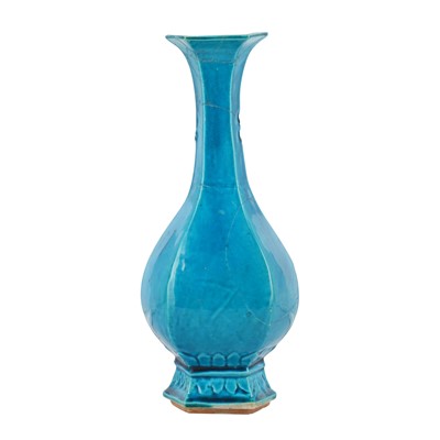 Lot 442 - A Chinese monochrome turquoise-glazed vase, Qing dynasty, 18th century
