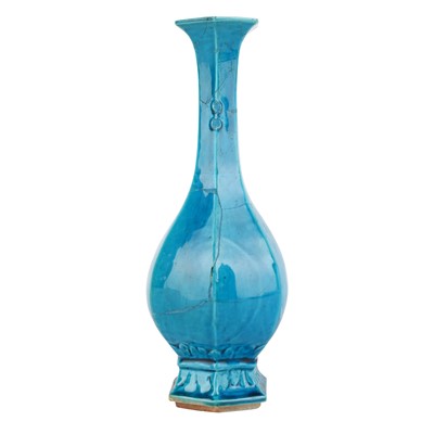 Lot 442 - A Chinese monochrome turquoise-glazed vase, Qing dynasty, 18th century