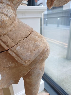 Lot 111 - A LARGE CHINESE POTTERY FIGURE OF LOKAPALA