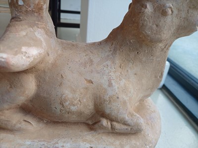 Lot 111 - A LARGE CHINESE POTTERY FIGURE OF LOKAPALA