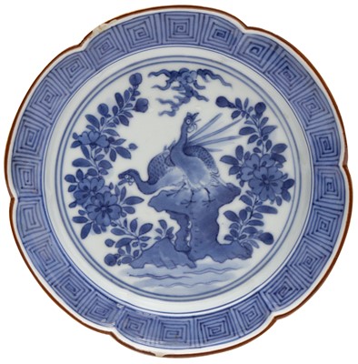 Lot 8 - A Japanese Arita blue and white 'birds' dish, Edo period, 17th-18th century
