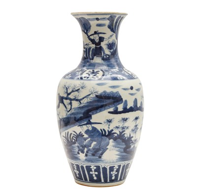 Lot 485 - A Chinese blue and white 'figural' vase, 19th / 20th century