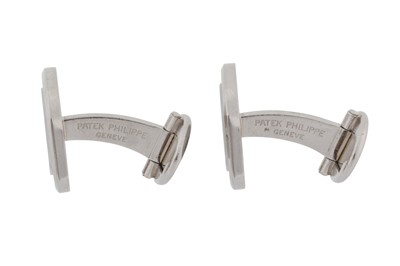 Lot 483 - Patek Philippe | A pair of white gold 'Nautilus' cufflinks
