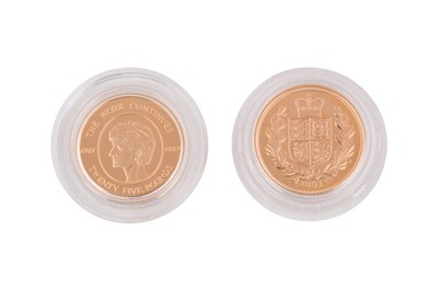 Lot 53 - ELIZABETH II - FULL SOVEREIGN & £25 GOLD COINS (X2)