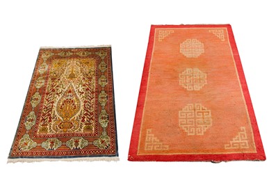 Lot 67 - AN EXTREMELY FINE SILK HEREKE PRAYER RUG, TURKEY AND TIBETAN RUG