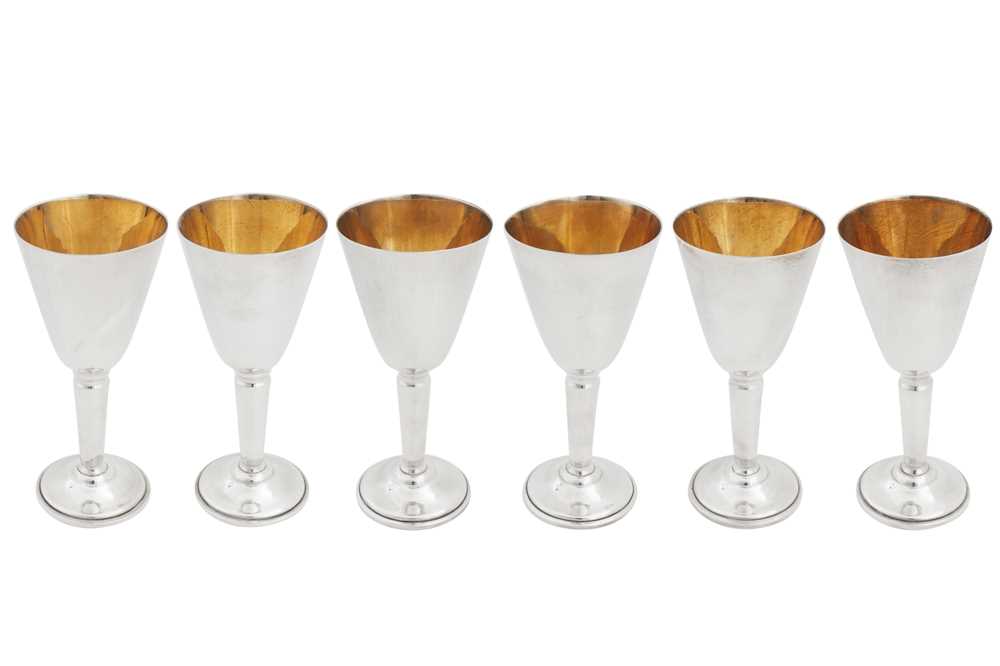 Lot 374 - A set of six late 20th century Irish sterling silver goblets, Dublin 1978 by Alwright and Marshall Ltd
