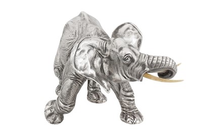 Lot 88 - AN EARLY 20TH CENTURY GERMAN STERLING SILVER MODEL OF AN ELEPHANT, HANAU WITH IMPORT MARKS FOR LONDON 1922 BY BERTHOLD MULLER