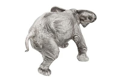 Lot 88 - AN EARLY 20TH CENTURY GERMAN STERLING SILVER MODEL OF AN ELEPHANT, HANAU WITH IMPORT MARKS FOR LONDON 1922 BY BERTHOLD MULLER