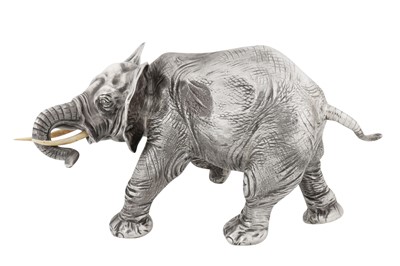 Lot 88 - AN EARLY 20TH CENTURY GERMAN STERLING SILVER MODEL OF AN ELEPHANT, HANAU WITH IMPORT MARKS FOR LONDON 1922 BY BERTHOLD MULLER