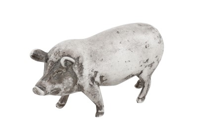 Lot 142 - AN ELIZABETH II MODERN STERLING SILVER MODEL OF PIG, BIRMINGHAM CIRCA 2000 BY L C LTD