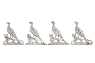 Lot 221 - TWO PAIRS OF GEORGE V STERLING SILVER NOVELTY MENU HOLDERS, LONDON 1911/15/33 BY PAIRPOINT BROTHERS