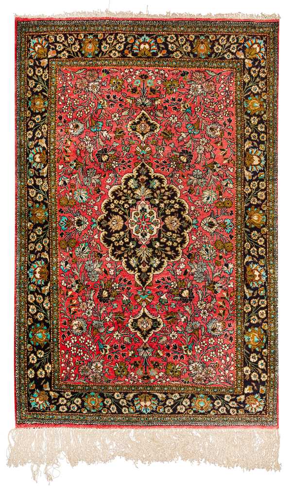 Lot 68 - A FINE SILK QUM RUG, CENTRAL PERSIA